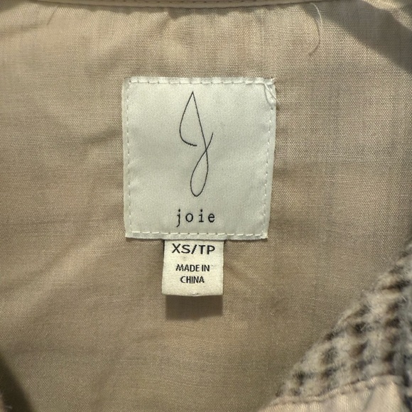 JOIE Brushed Plaid Boxy Jacket‎ size XS Shacket - Picture 5 of 5
